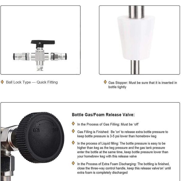 Nyomás alatti palackozó Ball Lock szelepekkel rozsdamenetes acél