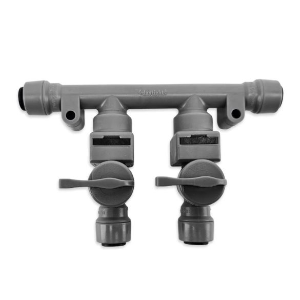 Gyorscsatlakozó 5/16"-os csőhöz elosztó visszacsapó szeleppel 2 way check valve manifold DUOTIGHT