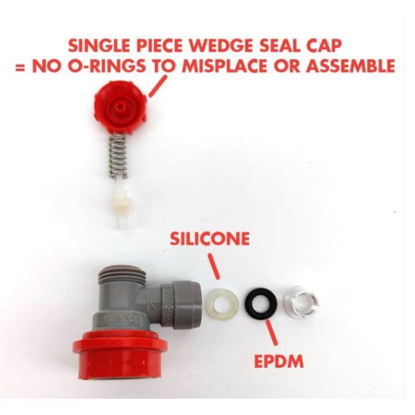 Kegland Ball Lock 8mm (5/16) Duotight gyorscsatlakozóval integrálva GÁZ OLDAL