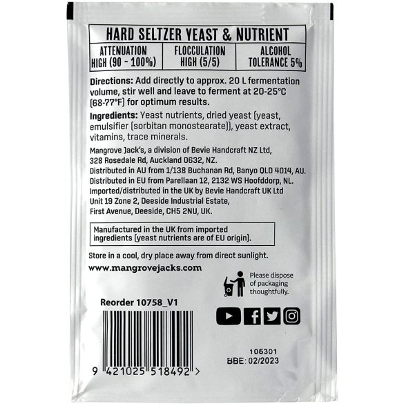 Mangrove Jack's Hard Seltzer Élesztő + Tápsó 25g (BB:2023.04.30.)