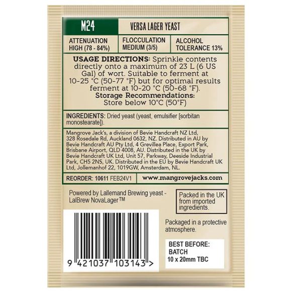 Mangrove Jack's M24 Versa Lager sörélesztő 10g