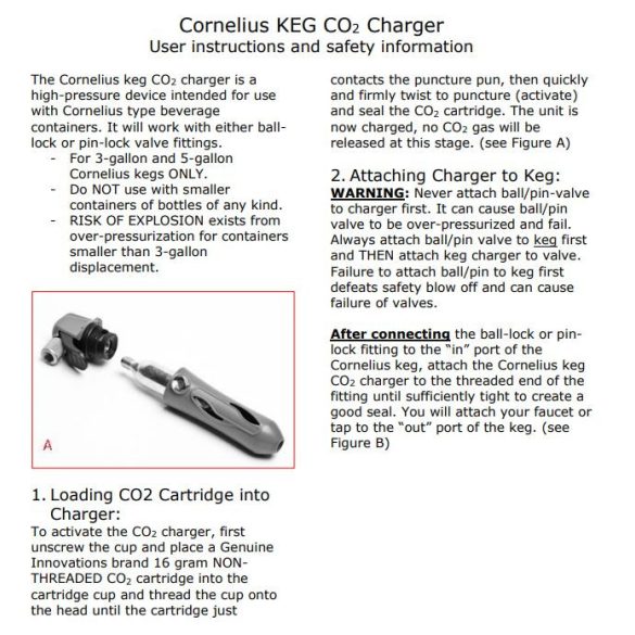 Patronos CO2 keg töltő ball lock csatlakozóhoz