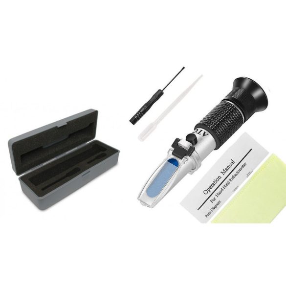 Refraktométer cukor és sótartalom mérő (Brix és Salinity) kemény tokkal